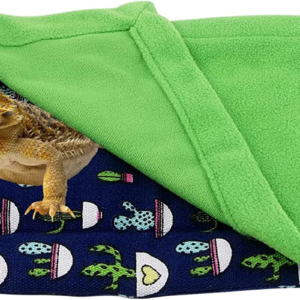 Bearded Dragon Bed with Pillow Lizard Sleeping Bag Blanket Soft Warm Hideout Terrariums Accessories for Reptile Lizard Bearded Dragon (Blue)
