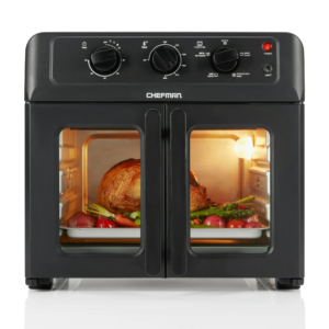 XL Air Fryer Oven W/ French Doors, 26 Qt Capacity, 5 Functions - Black, New