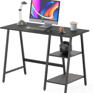 Trestle Home Office Computer Desk, Black