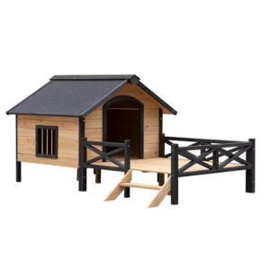 Outdoor Wooden Cabin House Style Wooden Dog Kennel with Porch Outdoor Dog House Weatherproof Dog Kennel for Medium/Small Dogs