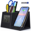 Pen Holder with Phone Wireless Charger, Desk Organizer, Digital Indoor Thermometer and Humidity Gauge, Home Office Organizers and Storage (Battery Included)