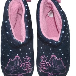 Women'S Starry Sky Bootie Slippers Warm Plush Comfy Bedroom House Boots (5-6 S US, Navy Blue)