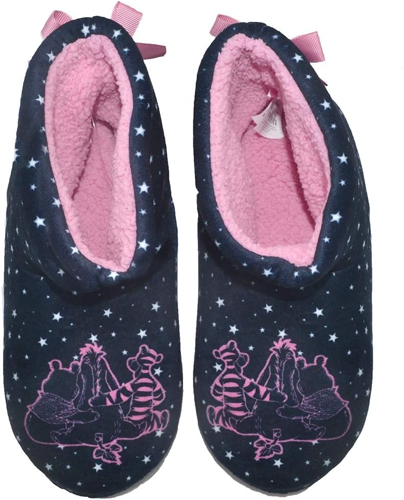 Women'S Starry Sky Bootie Slippers Warm Plush Comfy Bedroom House Boots (5-6 S US, Navy Blue)