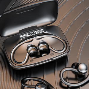 Electronics Gift Headphones Wireless Earbuds Over-Ear Stereo Bass Headset with Earhooks Microphone LED Battery Display for Workout/Gym/Running Clearance