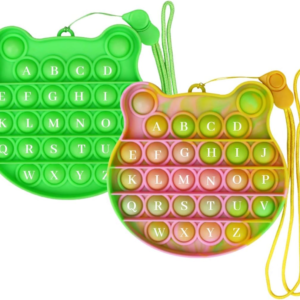 2 Pack Bubble Sensory Fidget Toys, Stress Relief and Anti-Anxiety Toys Gifts for Kids and Adult, Squeeze Sensory Toys with Alphabets Print (Green+Multicolored)