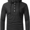 Wintialy Fashion Men'S Autumn Fastener Long Sleeved Hoodie Sweatshirts Top Blouse Black
