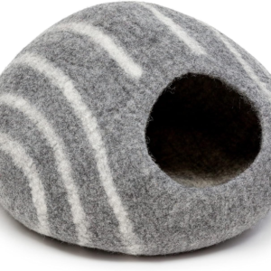 KOTE Cat Cave & Dog Cave | Enclosed Cat Bed | Cat Hideaway | Pod Kitten Bed | Grey Stripe