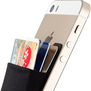 Basic Cell Phone Wallet Stick On, Card Holder for Back of Phone Working as Adhesive Stretchy Iphone Wallet. Sinji Pouch Basic 2 Black