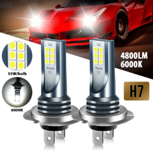2Pcs H7 12LED Car Headlight Bulb Kit Waterproof Car Fog Light Bulbs Super-Bright 6000K White Led Lamp Automobile Accessories