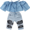 Newborn Kids Baby Girls off Shoulder Tops Denim Pants Hole Jeans Outfits Toddler Infant Clothes (Blue, 6-12Months)